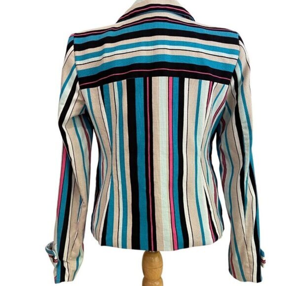 Vintage Style Jones NewYork Striped Blazer 8 Bold Statement Jacket Gallery Event - Picture 6 of 14